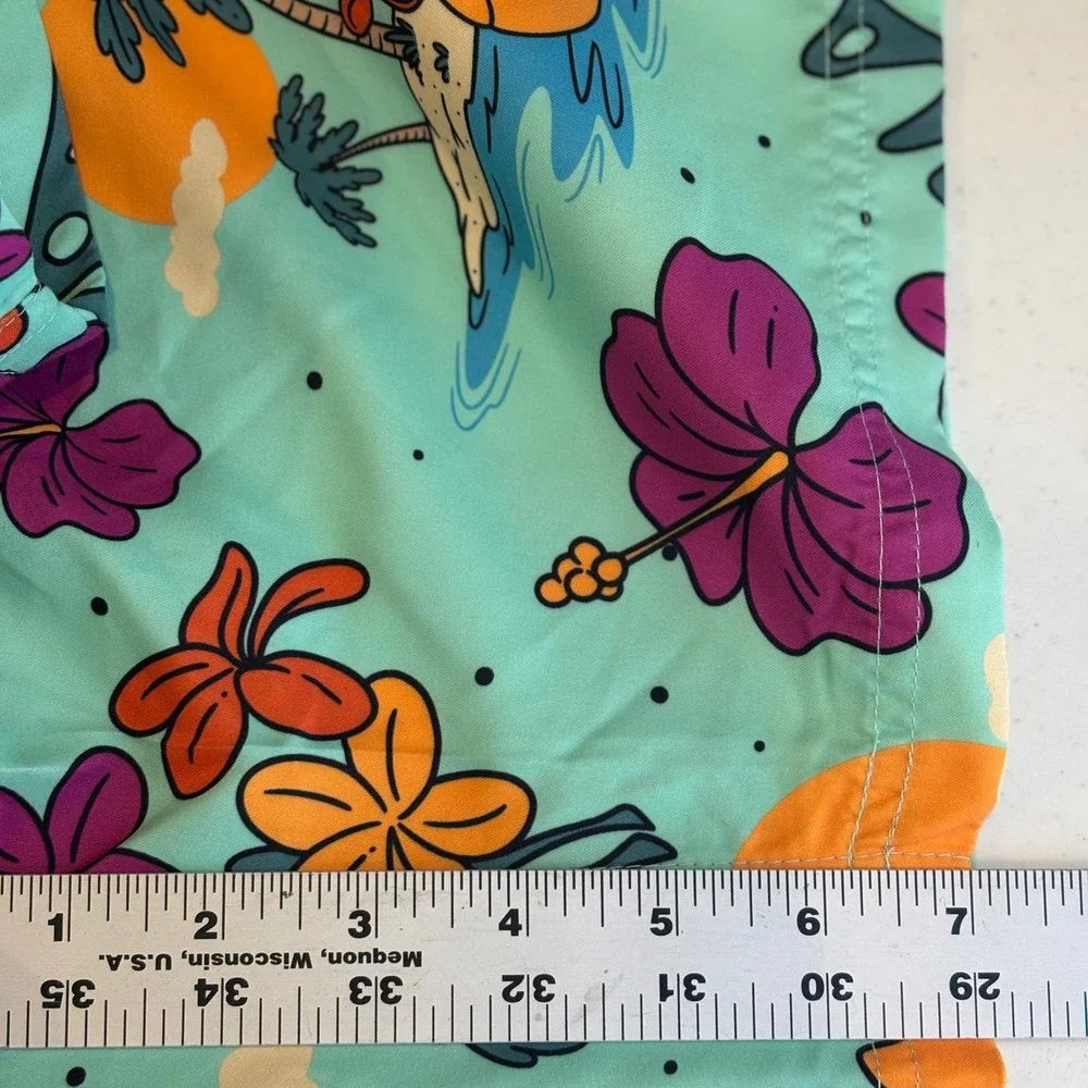 Neff Mens XL Rubber Duck Tropical Swim Trunks Mint Green Orange Board Shorts NEW
